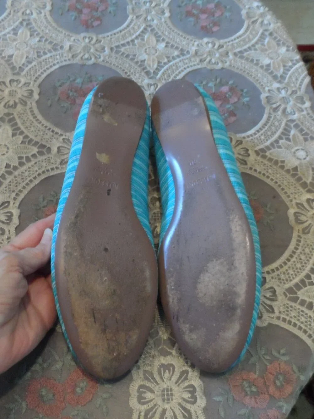 Missoni Tessuto Ocean Blue & White Striped Knit Ballet Flats Size IT 40 US 10